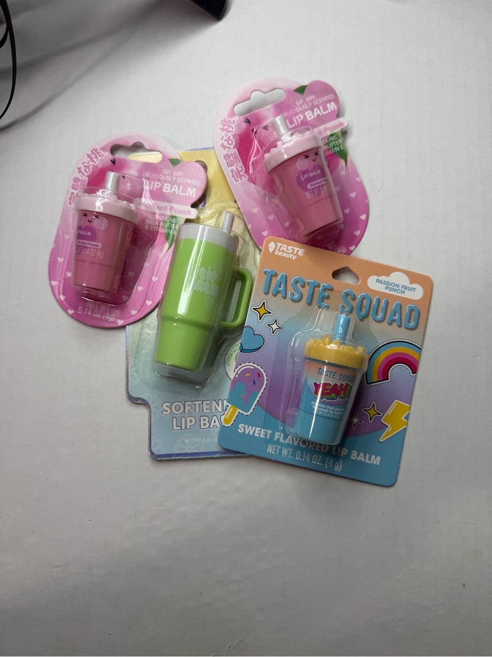 4 Sweet Flavored Lip Balm Variety Pack - Pink & Green